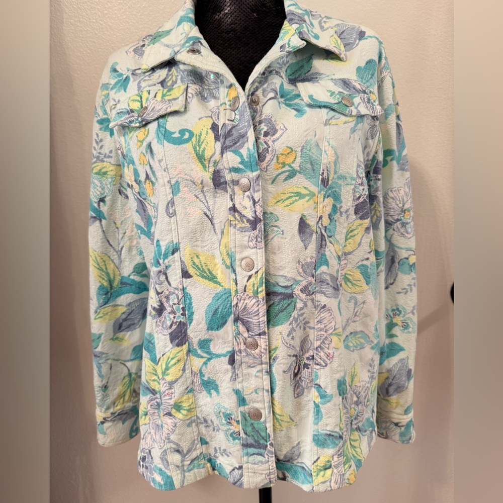 EUC Alfred Dunner Sequined Floral Jacket Size 14